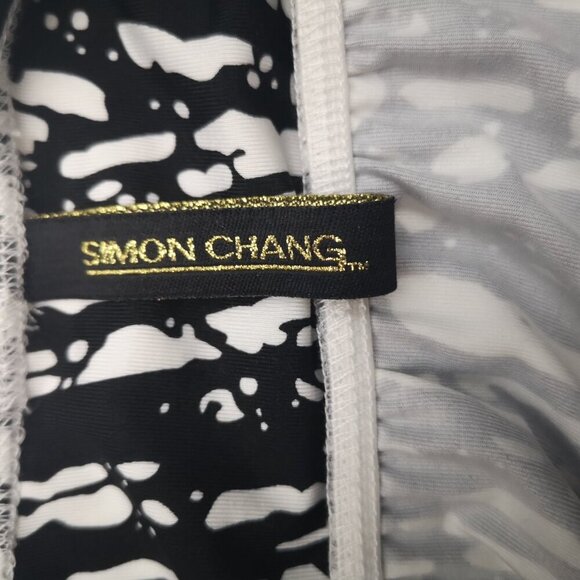 Simon Chang Ladies Size Small Black & White Pattern Sleeveless Maxi Dress - Picture 3 of 7